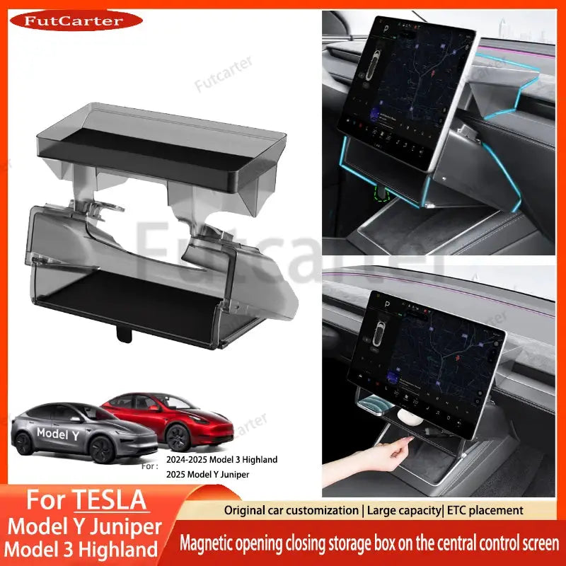 For Tesla Model3 Y Juniper 2025 central control screen Hidden Magnetic opening closing storage box tissue box storage accessorie from PriceLows™