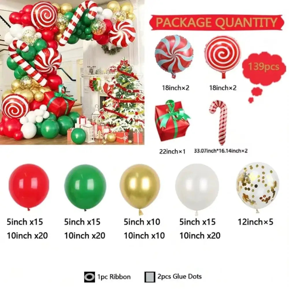 Balloon Garland Kit | Candy Cane Foil Balloons | Latex Confetti Sets