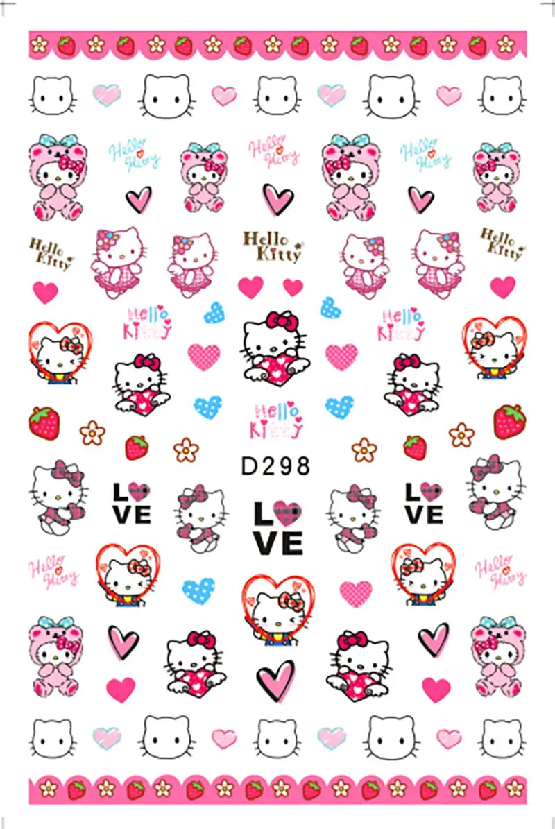 1PCS Cartoon Kawaii Pokémon Nail Stickers 3D Sanrio Hello Kitty Stickers For Nails Nails Accesories Anime Kuromi Nail Supplies from PriceLows™