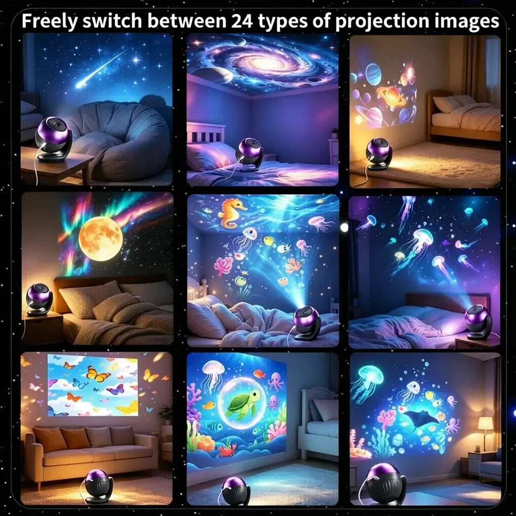 Galaxy Projector | LED Starfield Effect | 24 Scene Modes | Compact Size