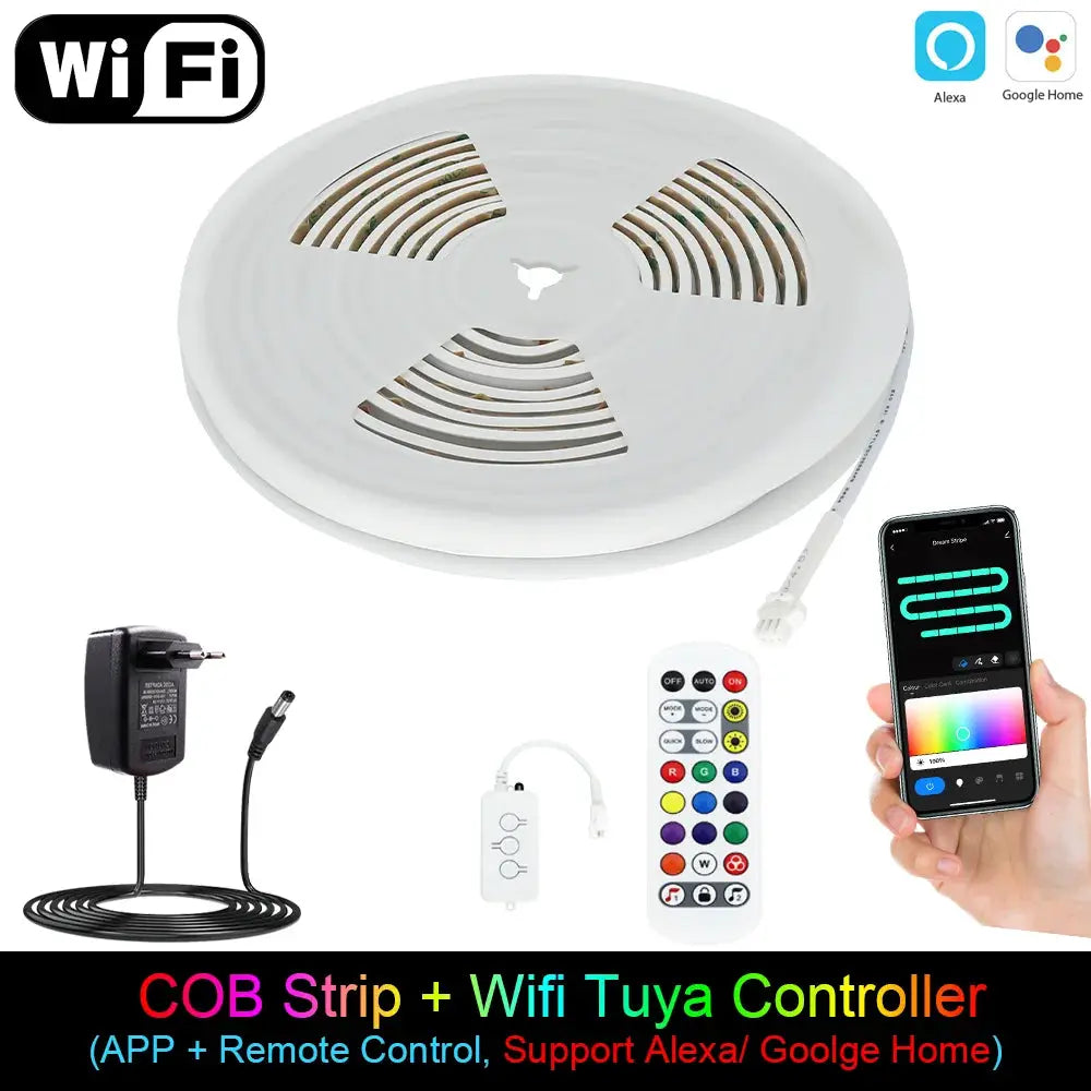 12V 24V IP68 RGBIC COB LED Strip Light WS2811 Addressable Pixel LED Strip Waterproof WiFi Tuya RGB IC LED Tape For Outdoor Decor from PriceLows™