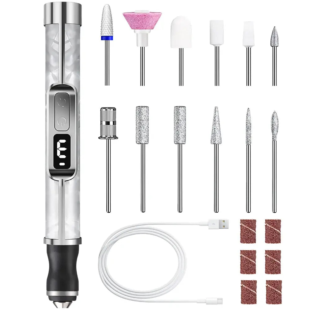 Professional Electric Nail Drill File - 3 Modes, Display & 12 Drills, Portable Manicure Pedicure Polishing Grinding Machine Kit from PriceLows™