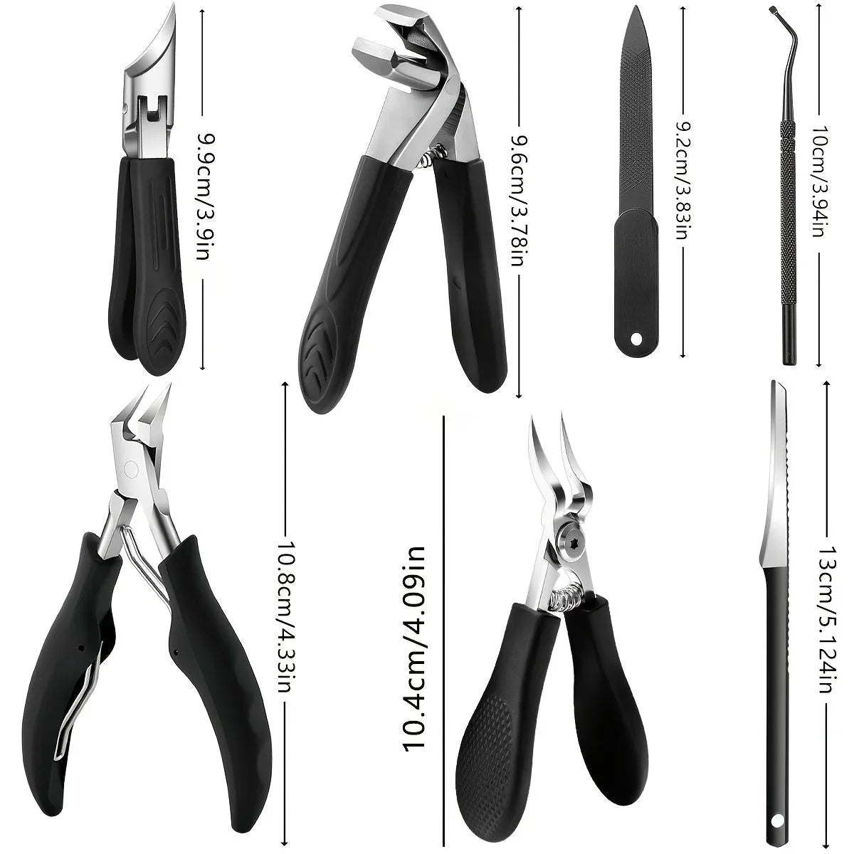Nail Clippers Set | Wide Jaw Design | Convex Edge | 1 Or 9 Pieces
