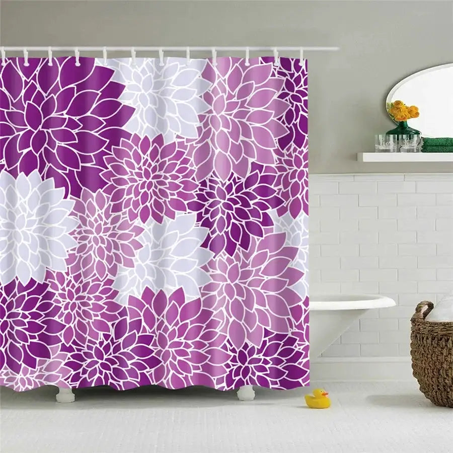 3D Flower Plum Blossom Lotus Lavender Rose Shower Curtains Bathroom Curtain Frabic Waterproof Polyester Bath Curtain with Hooks from PriceLows™