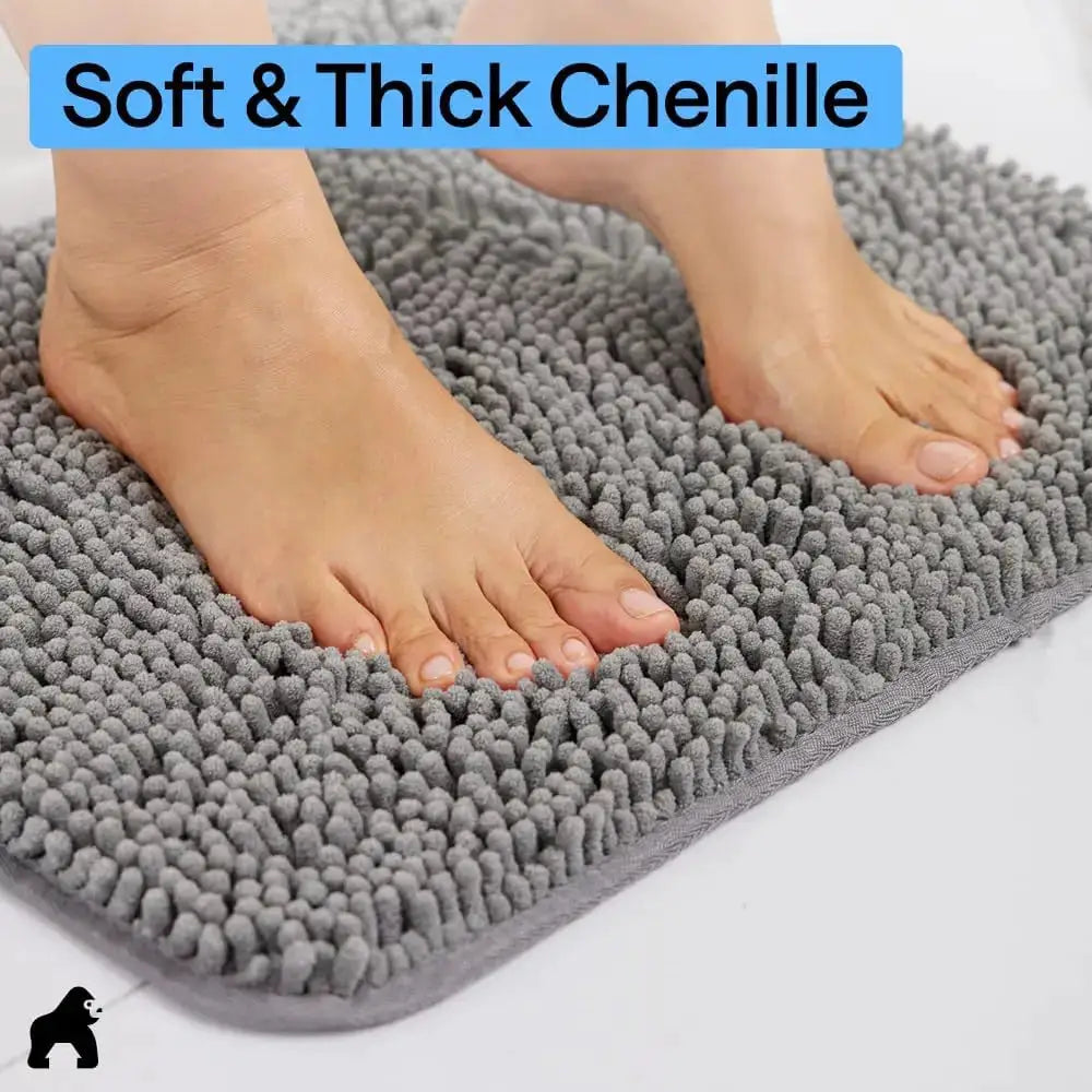 Plush Chenille Bath Mat Set 3 Piece, Absorbent Shaggy Rugs with Rubber Backing for Bathroom, Includes Contour Toilet Rug from PriceLows™