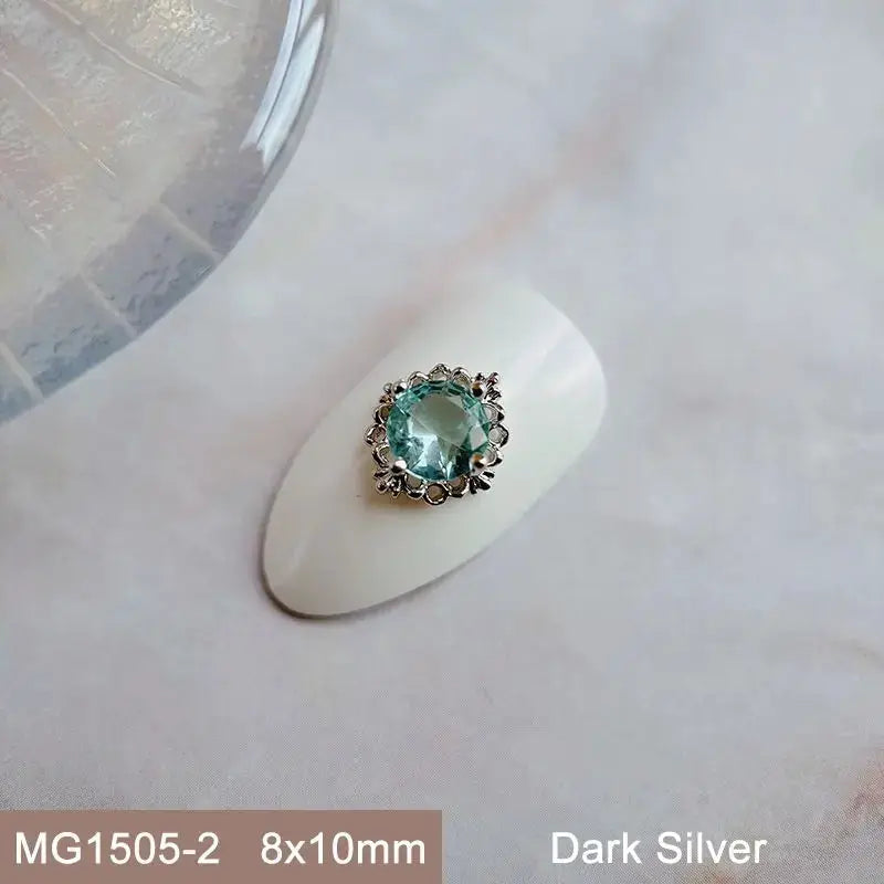 10pcs Pink Black Blue Oval Drop Round Zircon Bright Silver Nails Jewelry Decorations Nail Art Accessories Charms Parts Supplies from PriceLows™
