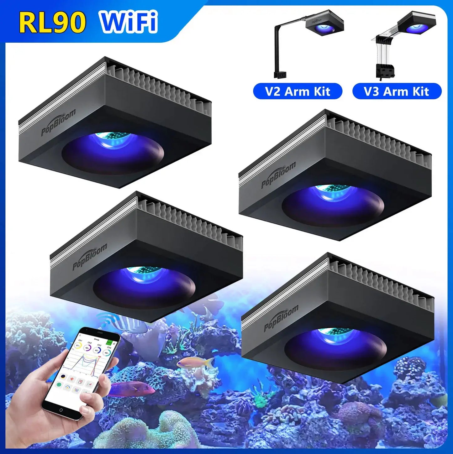 Led Aquarium Light | 400W Full Spectrum | App Control | 96 Inch Compatible