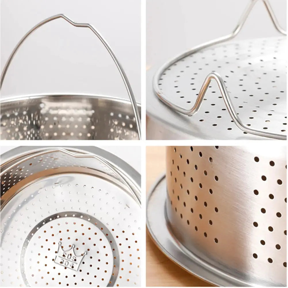 Stainless Steel Steamer Basket | For Instant Pot | Silicone Handle | 6 Qt