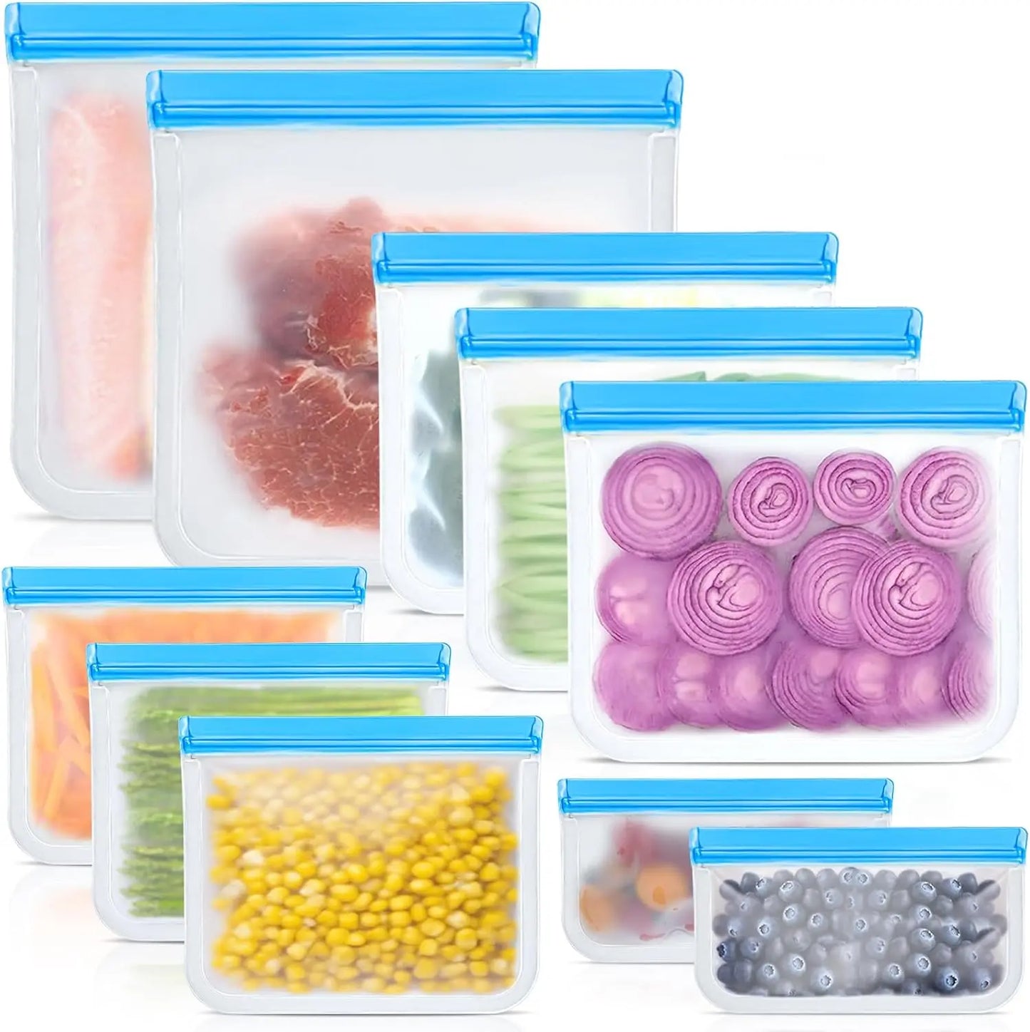 Reusable Silicone Food Storage Bags | Leak Proof | Dishwasher Safe | 4 Sizes