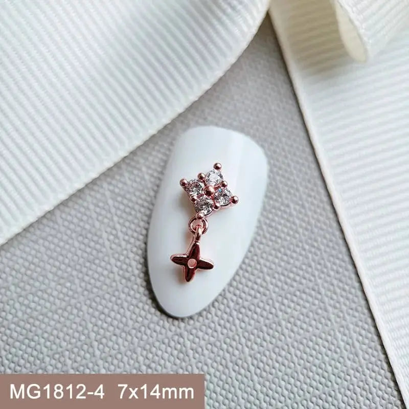10pcs/lot Luxury Flower Love Heart Zircon Metal Nails Jewelry Material Decorations Nail Art Accessories Charms Parts Supplies from PriceLows™