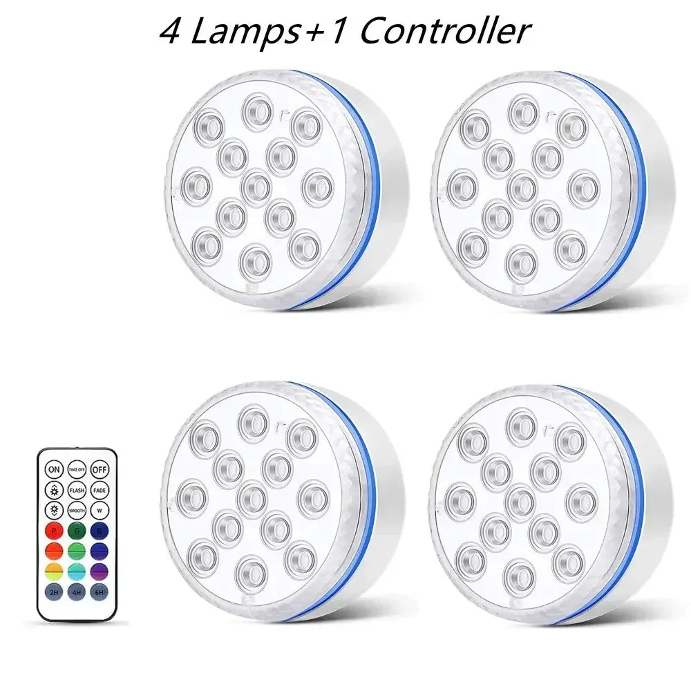 Updated Submersible 13LED Underwater Light with Remote Control Underwater Pool Light IP68 Bright Lamp RGB for Pond/Pool/Aquarium from PriceLows™