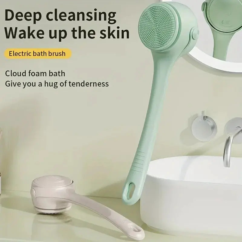 Hot Selling USB Electric Long Handle Silicone Bath Brush Electric Rotating Body Shower Cleaner Brush for Body with 4 Brush Heads from PriceLows™