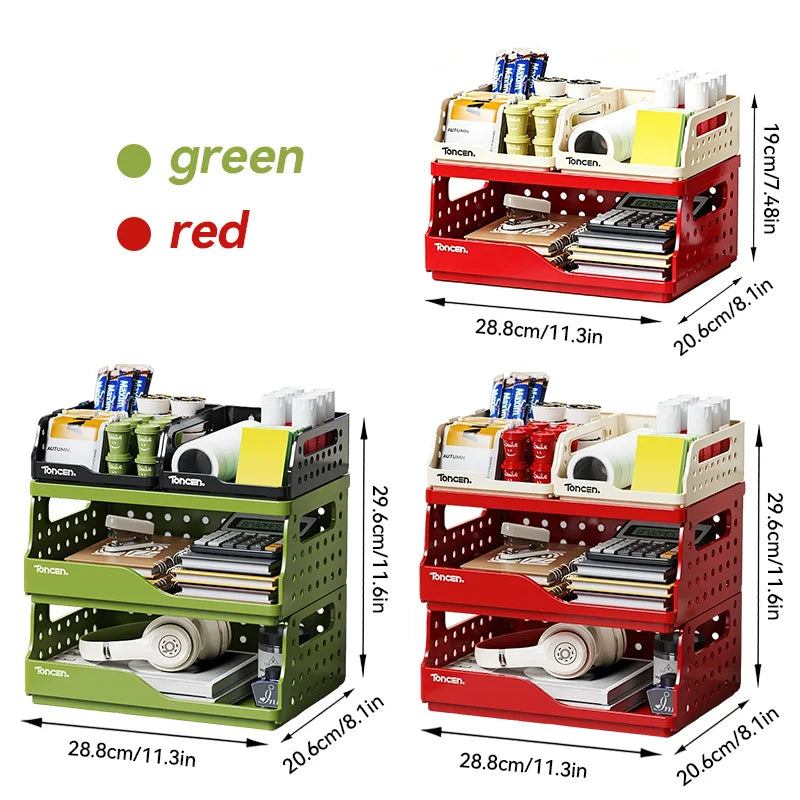 Desk Organizer | 3-Tier Stackable | 2 Large 2 Small Compartments | One Size