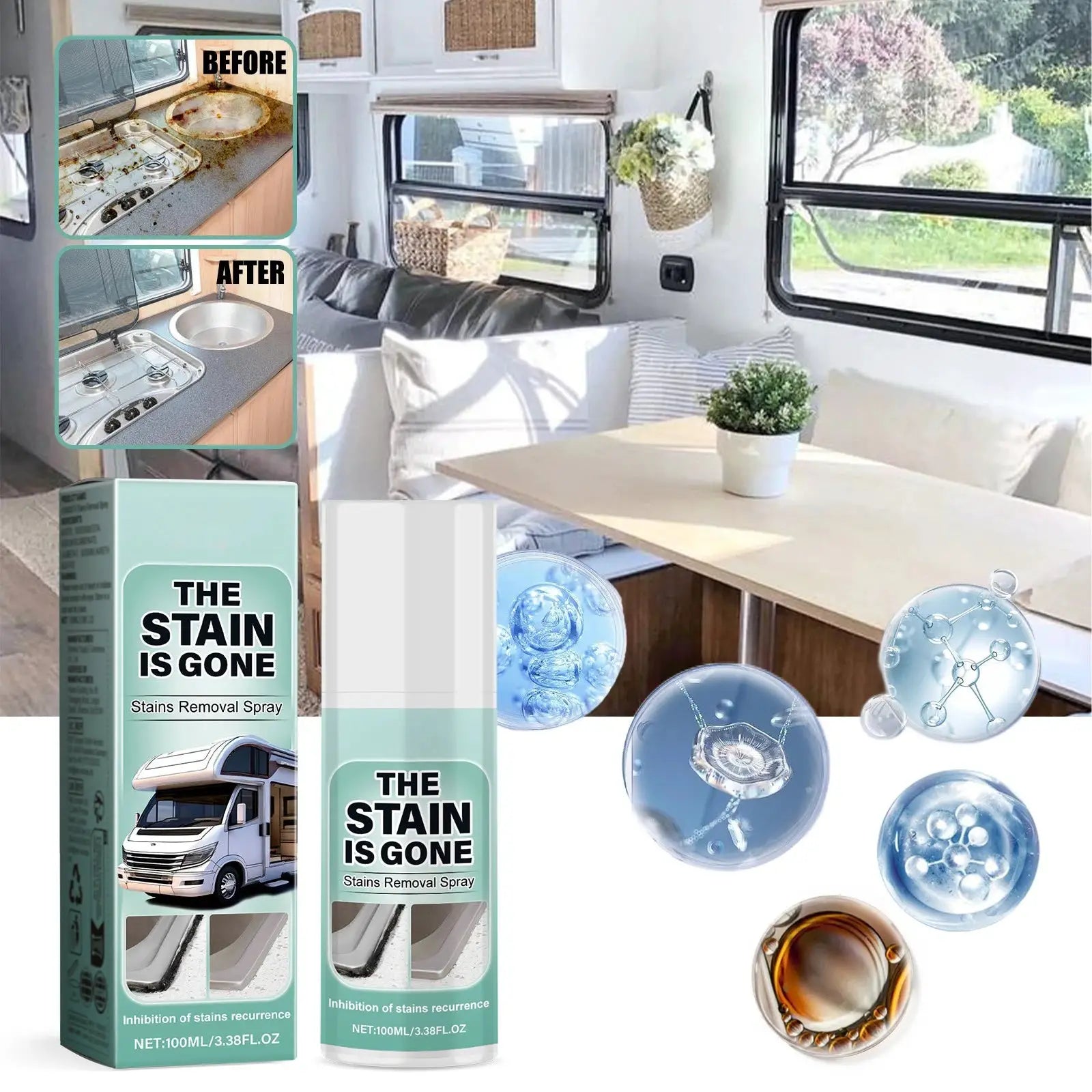 RV decontamination spray, decontamination and brightening car interior dirt cleaning multi-functional cleaning spray from PriceLows™