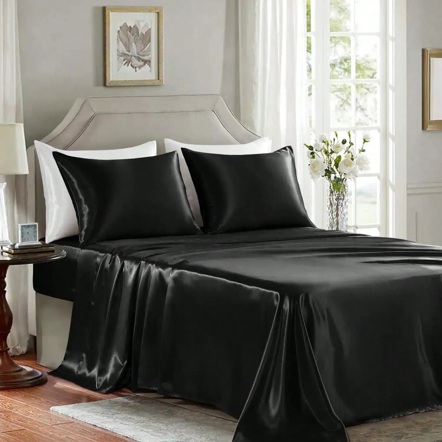 3/4Pcs Sheet Se Silky & Luxury Bed Set, Soft Deep Pocket Sheets Cooling Bed Set, 1 Fitted Sheet,1 Flat Sheet,1/2Pillowcase from PriceLows™