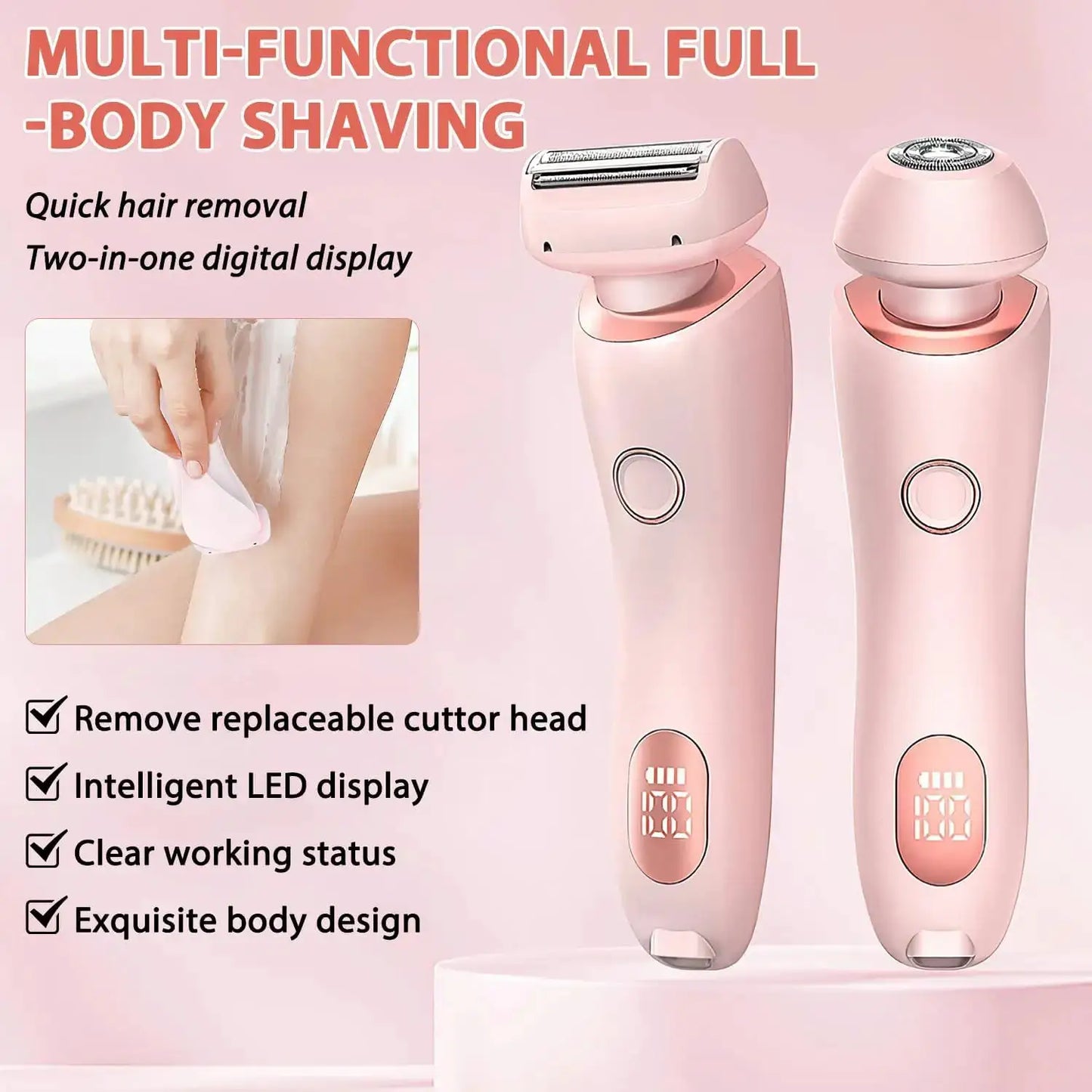 Vimyshow Electric Ladies Shaver | Waterproof 2 In 1 Trimmer | 60 Min Battery Life