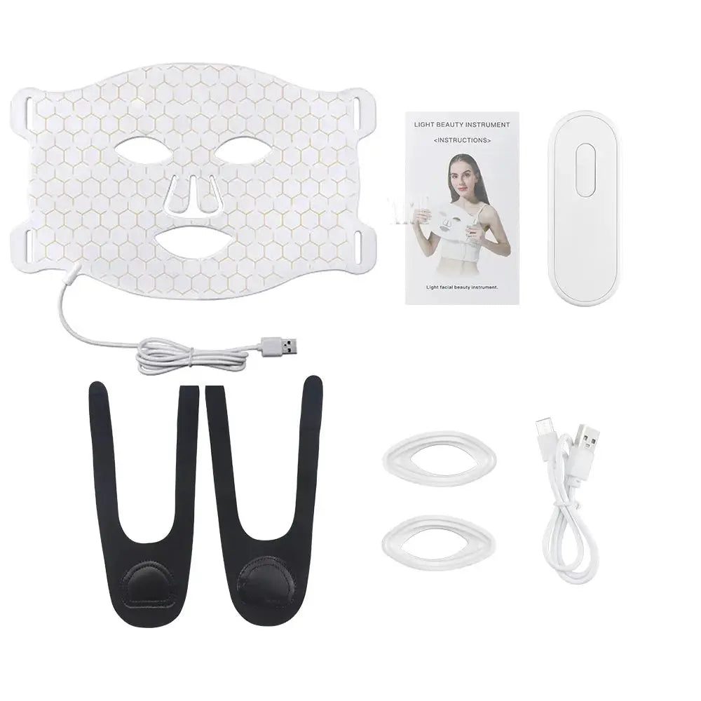 7Colors LED Face Mask with 110pcs Lamp Beads Photon Red Light Therapy Repair Skin Beauty Wireless Flexible Facial Masks from PriceLows™