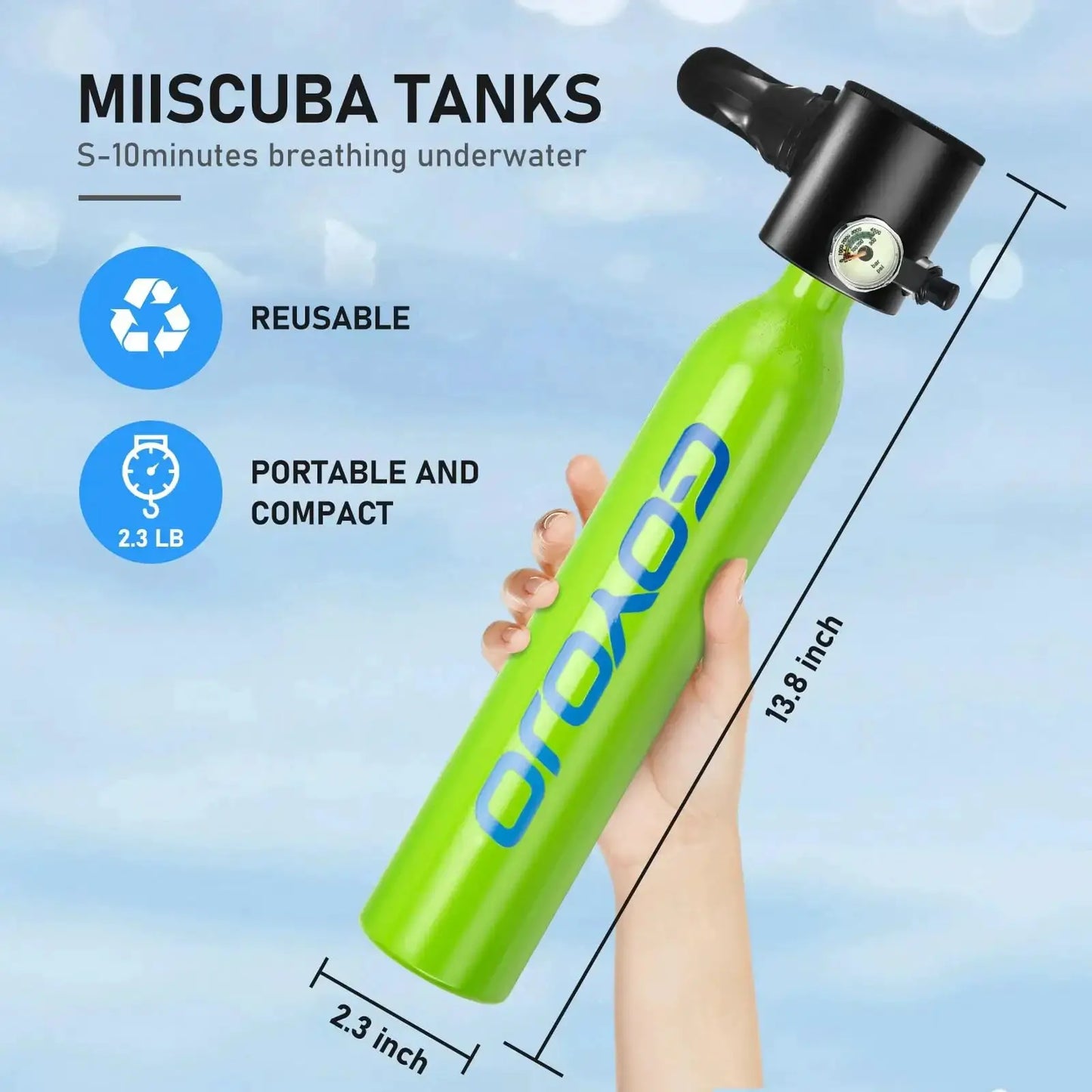 Mini Scuba Tank | 0.5L | Emergency Pony Bottle | Freediving