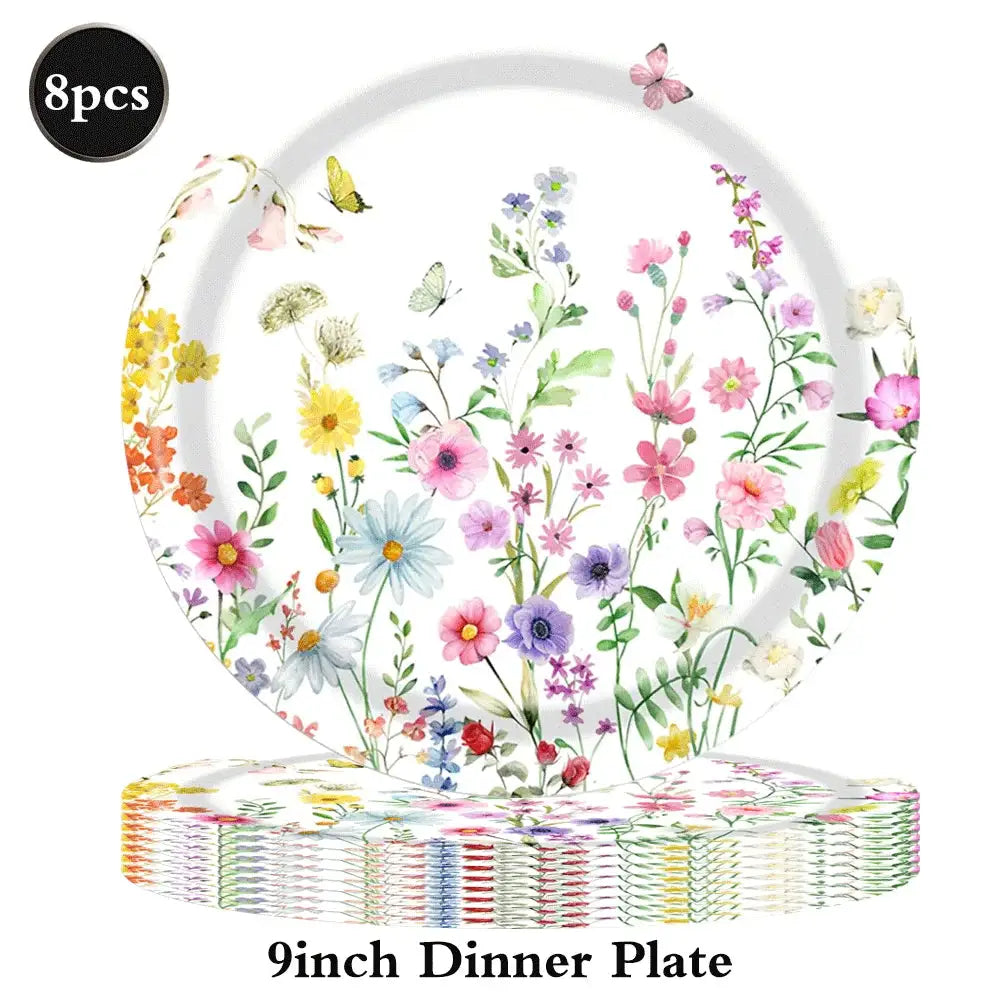 Wildflower Party Supplies | Spring Flower Banner And Plates | Napkins And Balloons