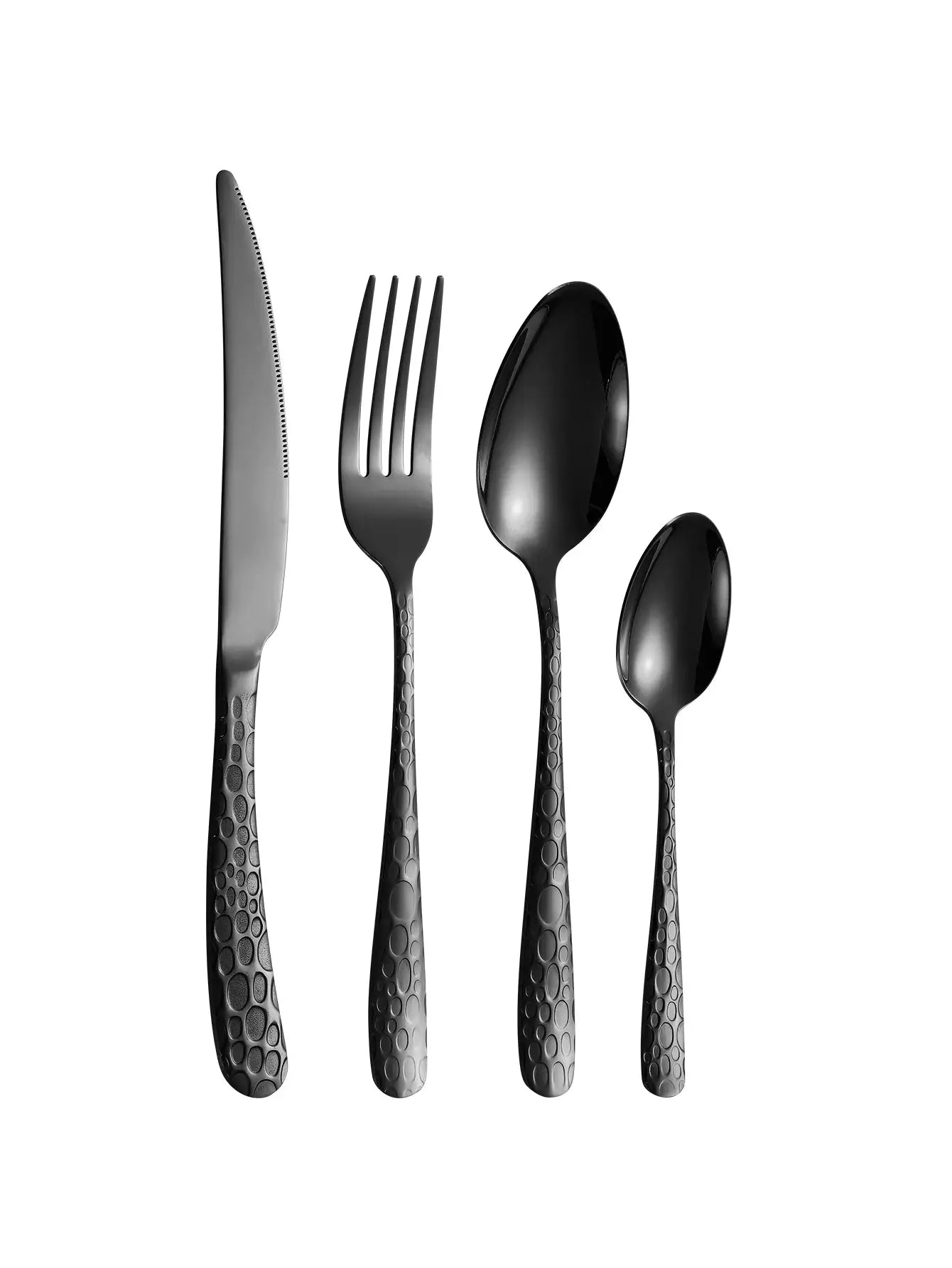 4/6/16/24pcs Black stainless steel cutlery knife, fork and spoon set Home kitchen utensils Holiday dinner tableware from PriceLows™