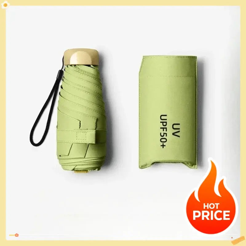 Compact Travel Umbrella | UPF50+ UV Protection | 5 Fold Collapsible