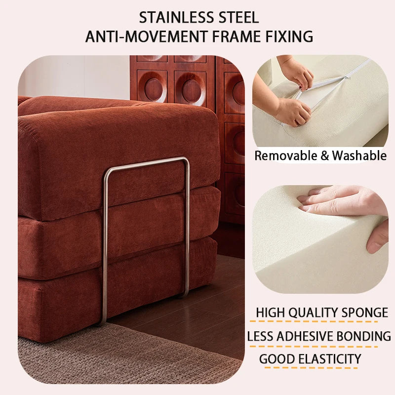 Sofa Bed | 180 cm Length | Corduroy Upholstery | Foldable, Convertible