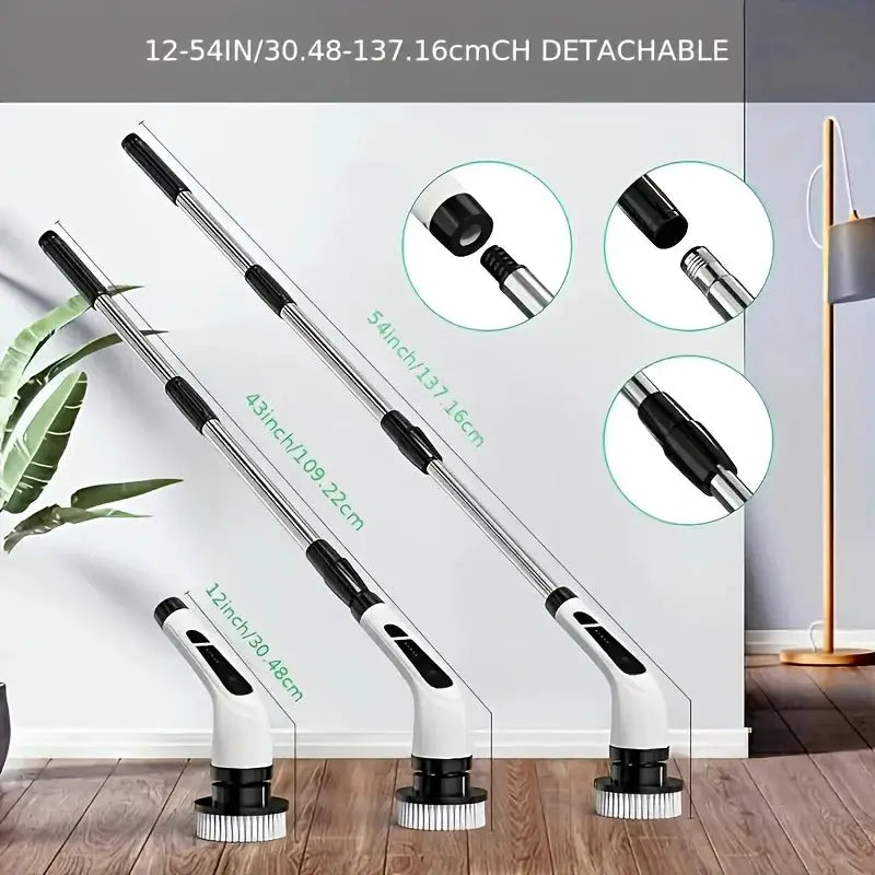 Electric Spin Scrubber | Cordless | 9 Brush Heads | Extendable Handle