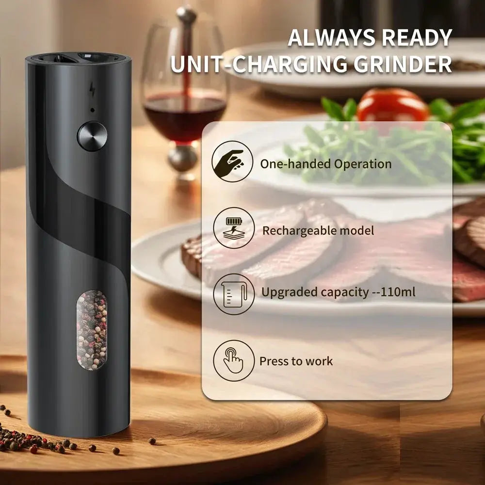 Electric Salt And Pepper Grinder Set | Rechargeable | Charging Base Included