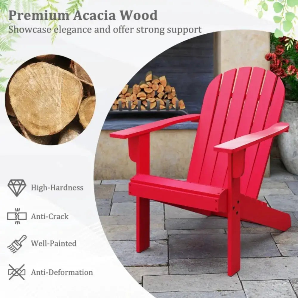 Adirondack Chair Outdoor Wood Patio Seat Lounge Deck Furniture Garden Chair Red from PriceLows™