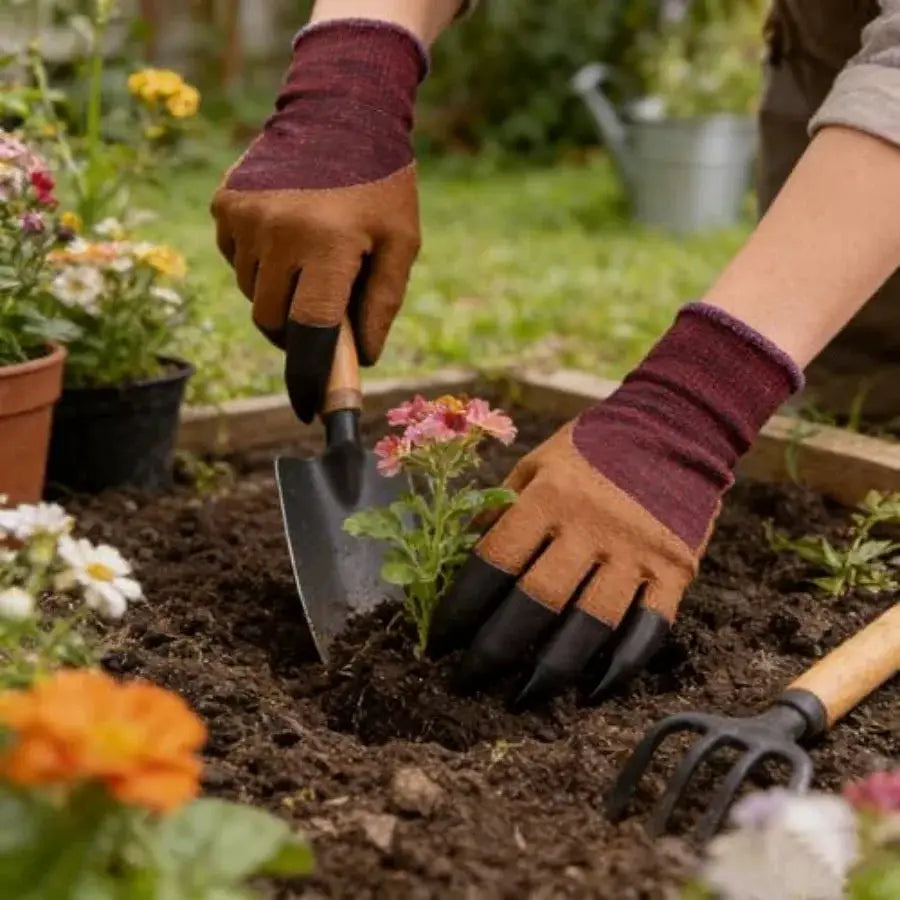 Gardening Gloves with Claw, Planting Waterproof Gardening Gloves for Digging in The Garden, Synthetic Leather, Black, Reinforce from PriceLows™
