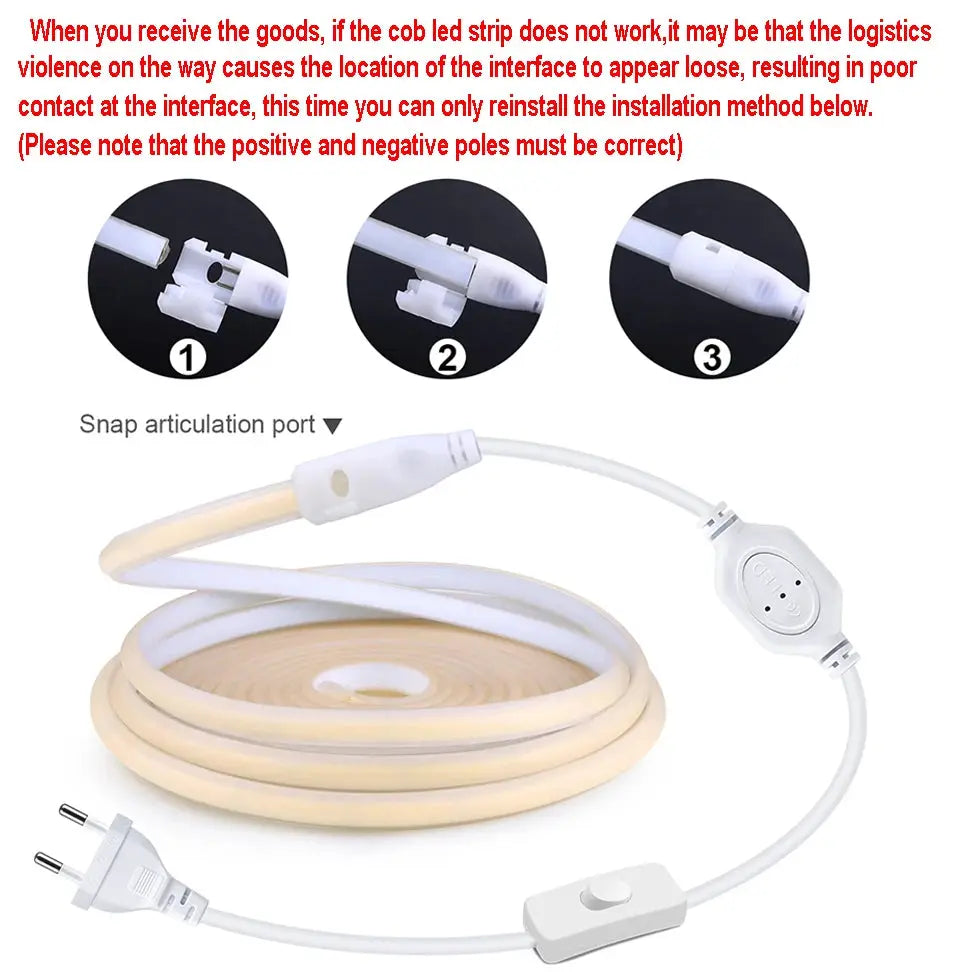 220V 110V COB Led Strip With EU US Plug Power Switch Waterproof Led Tape Flexible Ribbon for Outdoor Garden Kitchen Lighting from PriceLows™
