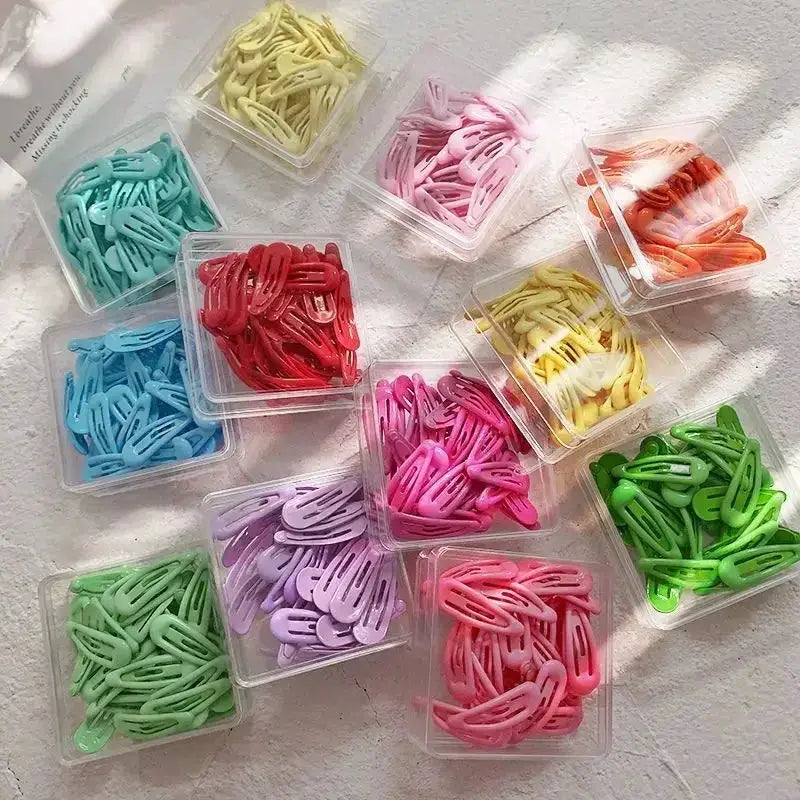 Sweet Waterdrop Snap Hair Clips | Metal Barrettes | Candy Color | 10 Pcs
