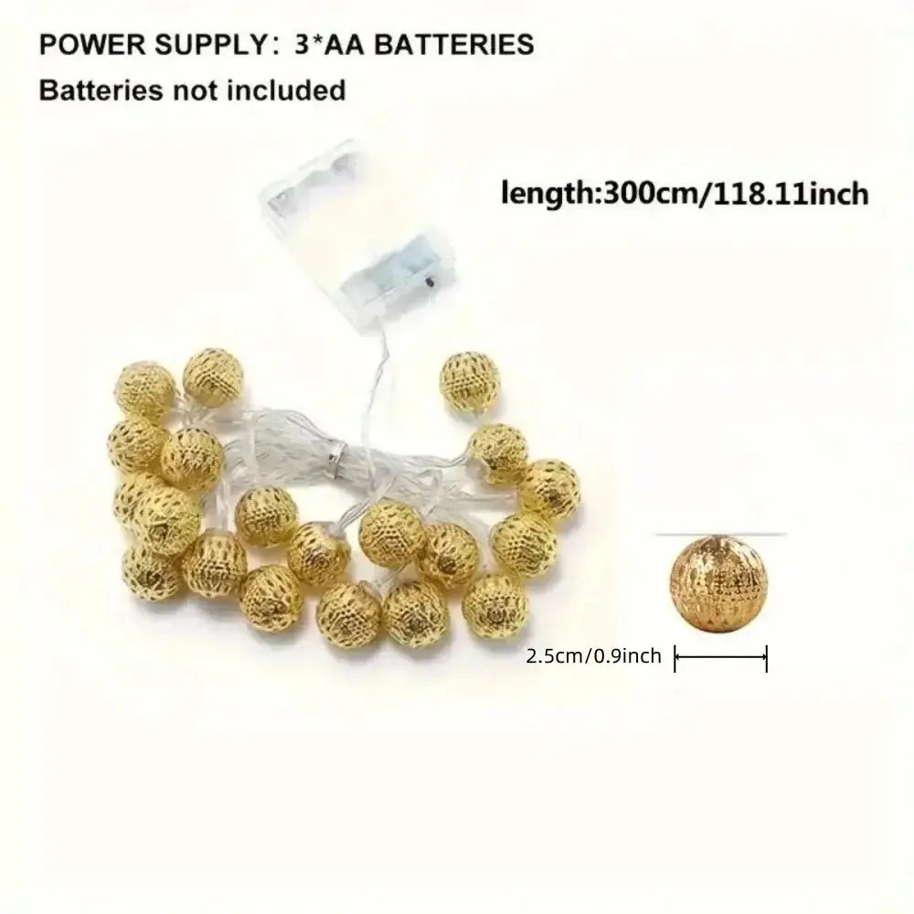 1PC 1.5M/3M Battery Powered Moroccan Ball Lamp String, Indoor and Outdoor Lights, used for Wedding, Party, Festivals, Birthday from PriceLows™