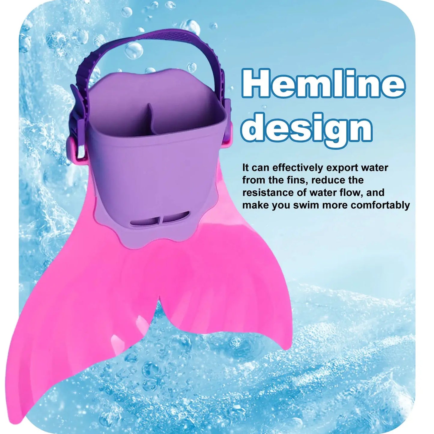 Adjustable Mermaid Silicone Fins Swimming Training & Beach, Soft Body Hard Fin with 3 Non-Slip Grips, Photo Cosplay Gear for Kid from PriceLows™