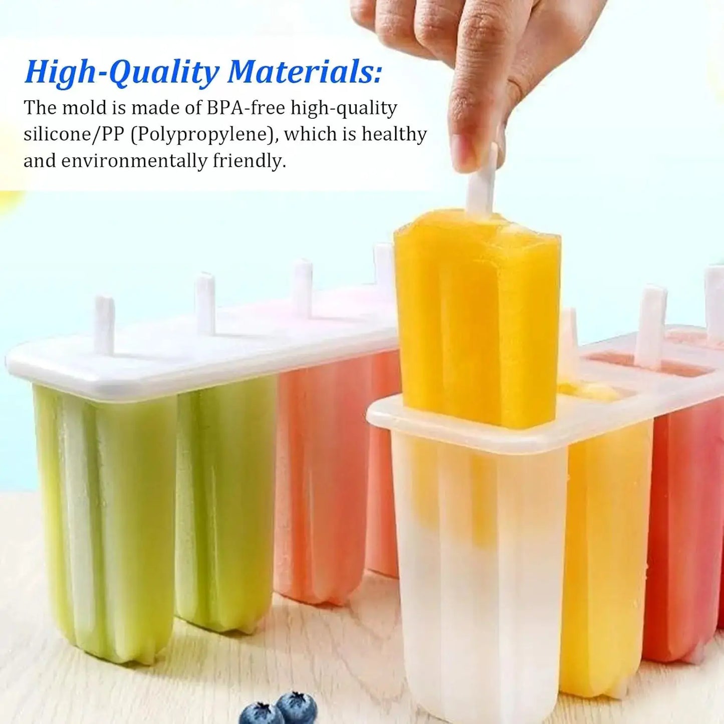 2 Pcs 4 Cavity Popsicle Mold for Homemade Ice Cream and Frozen Treats, Food-Grade Ice Pop Maker with Sticks, Easy Release Design from PriceLows™