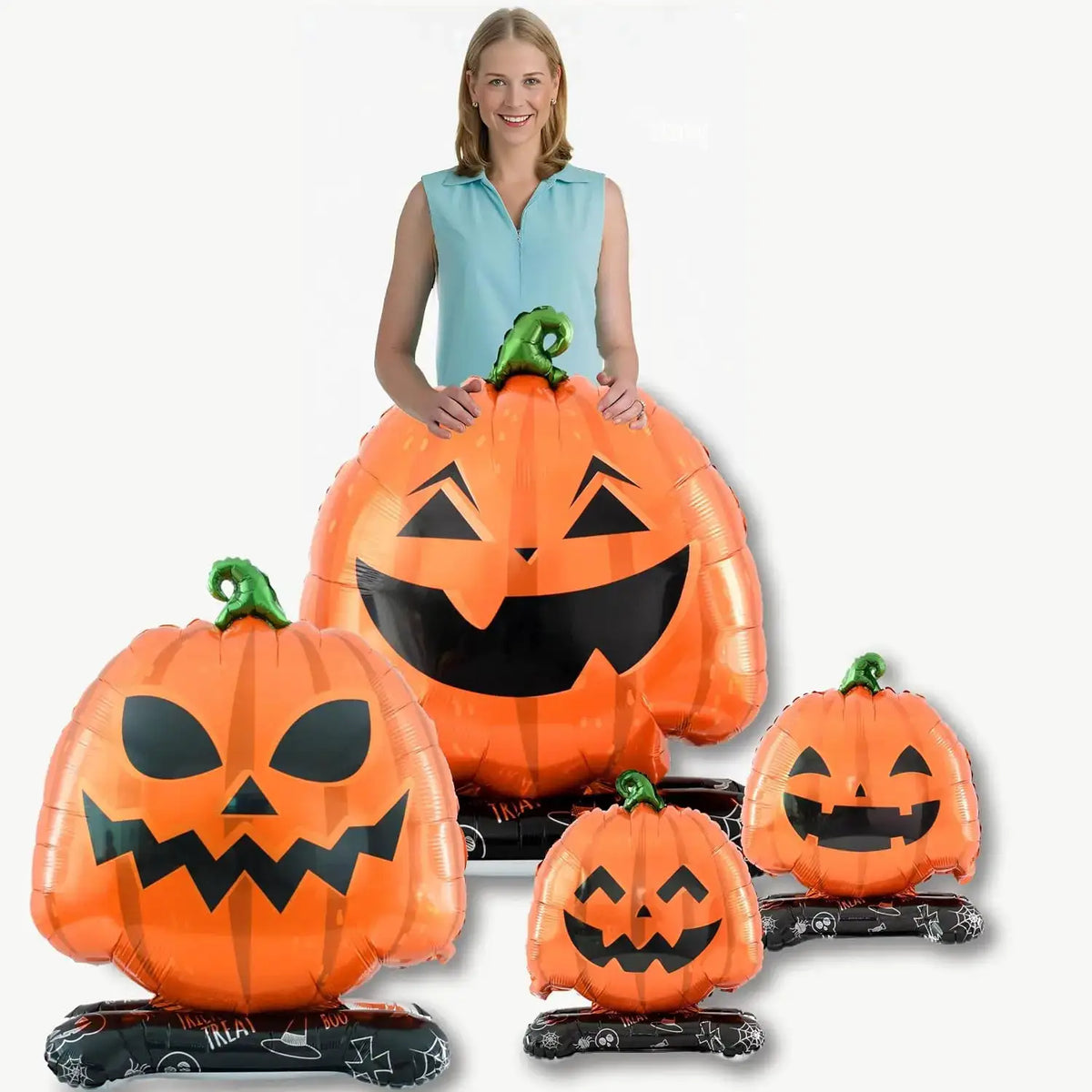 Halloween Pumpkin Balloons | Set Of 4 | Jack O Lantern | 1.6 To 3.3 Ft