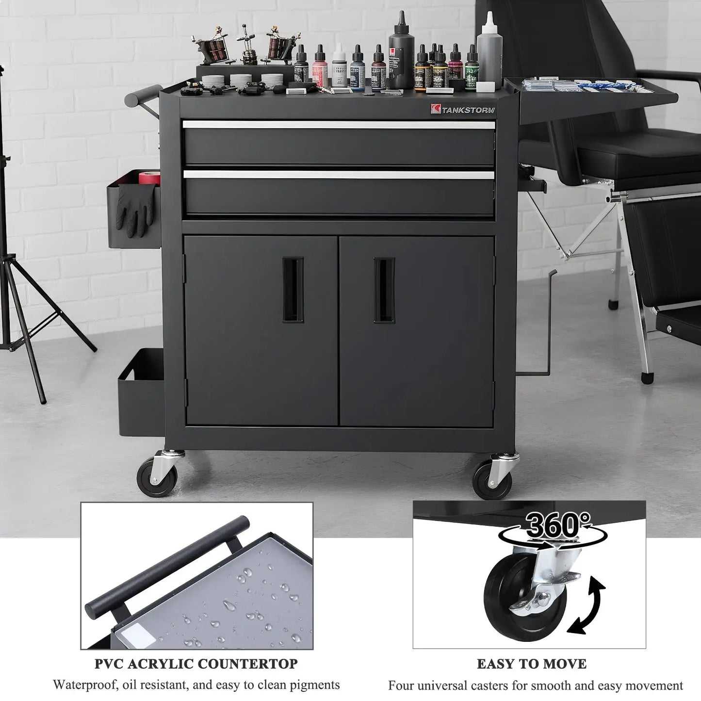Drawer Rolling Tool Chest with Wheels Lockable & Drawers Storage Cart with Hooks Multi-Functional Hairdressing Beauty Trolley from PriceLows™