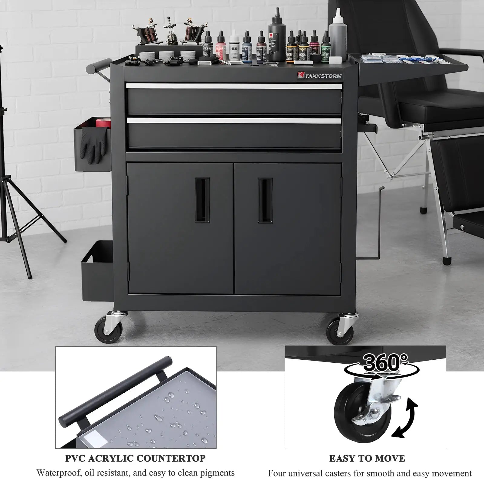Drawer Rolling Tool Chest with Wheels Lockable & Drawers Storage Cart with Hooks Multi-Functional Hairdressing Beauty Trolley from PriceLows™