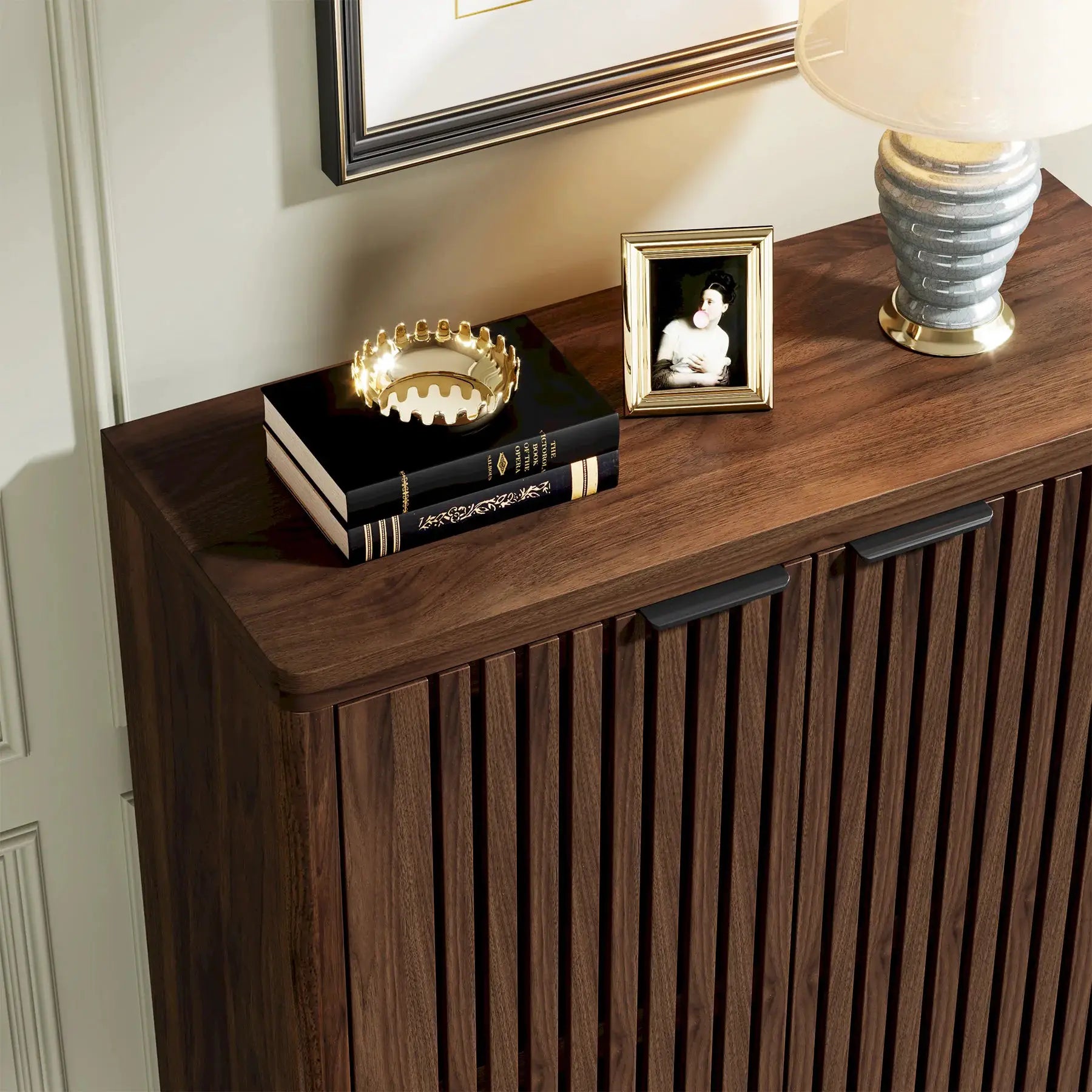 Tribesigns 6-Tier Shoe Cabinet with Louvered Doors, Large Wooden Shoe Storage Cabinet with Adjustable Shelves from PriceLows™