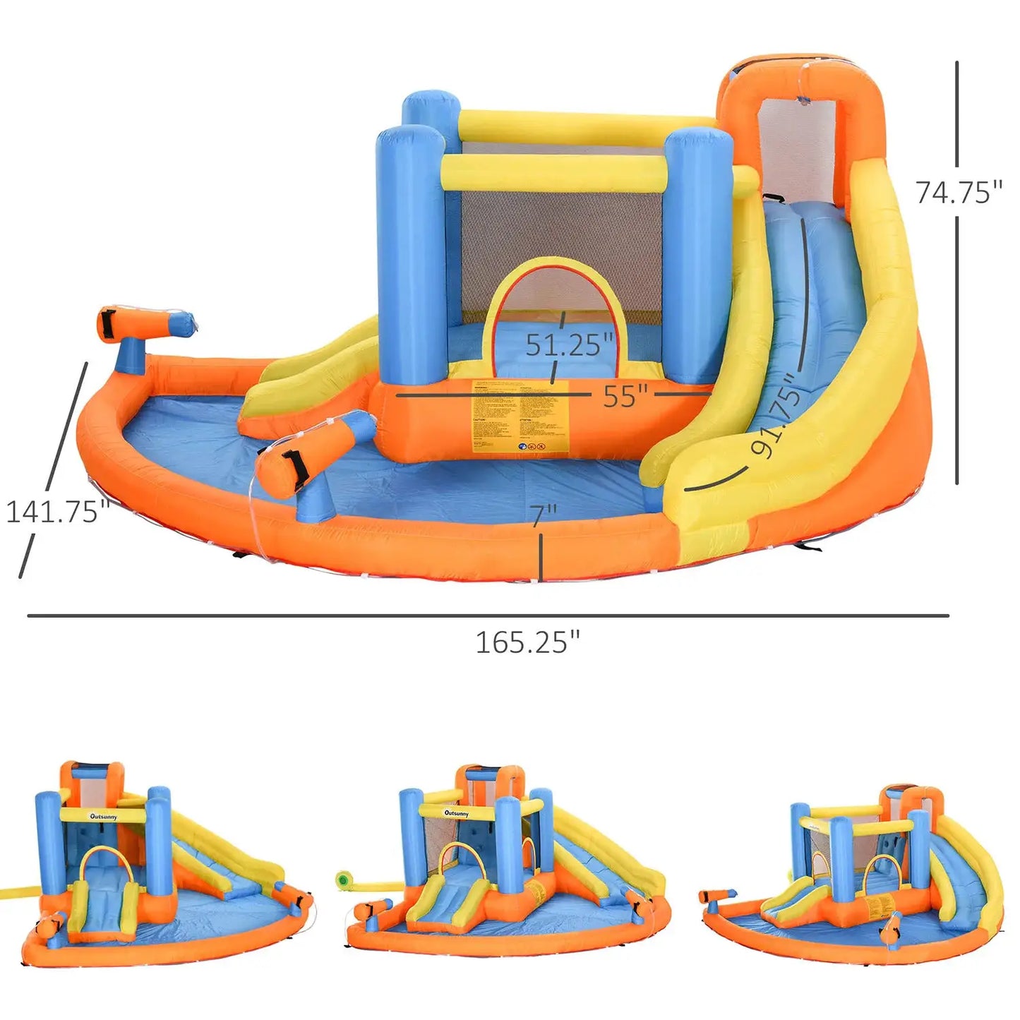 Inflatable Water Slide with Blower, All in 1 Bounce House Jumping Castle With Pool, Outdoor Backyard Playground For Summer Party from PriceLows™