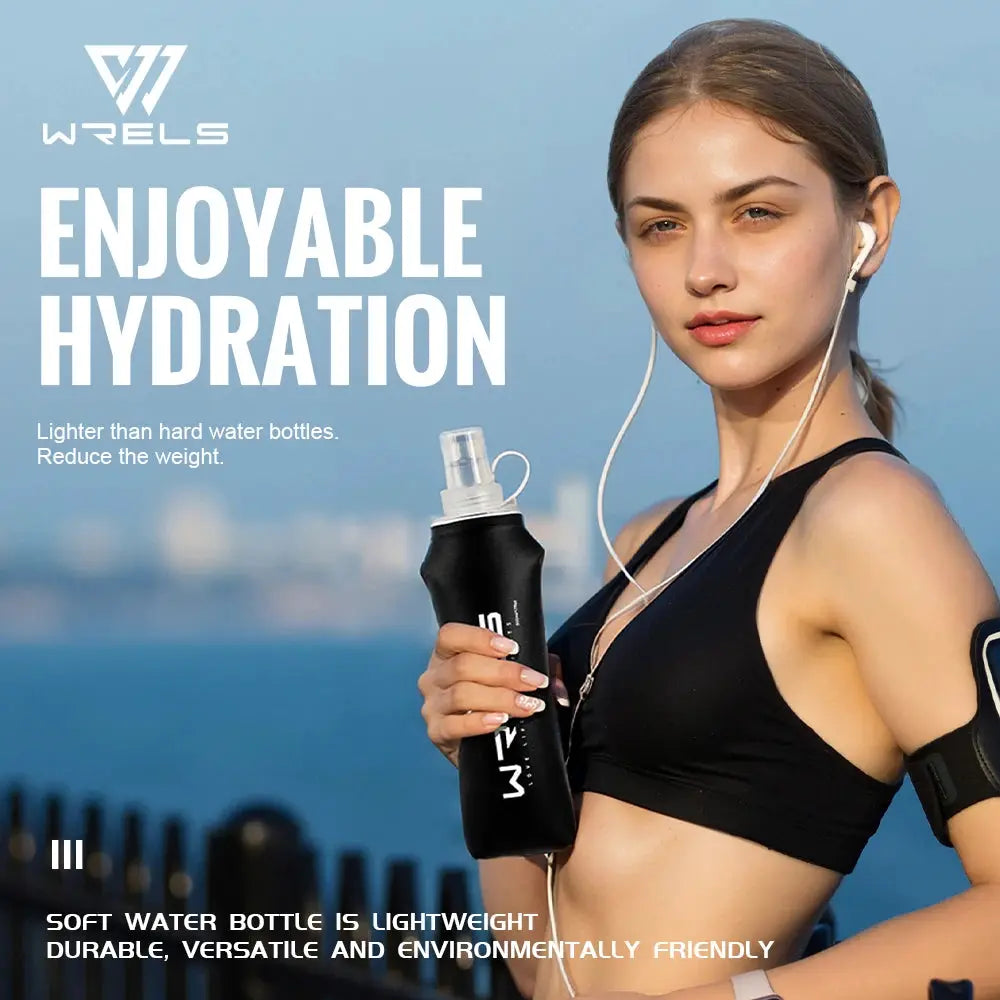 WRELS Water Bottle TPU Folding Soft Flask Outdoor Sport Water Bag Collapsible Water Bottle 500ml For Running Camping BPA Free from PriceLows™