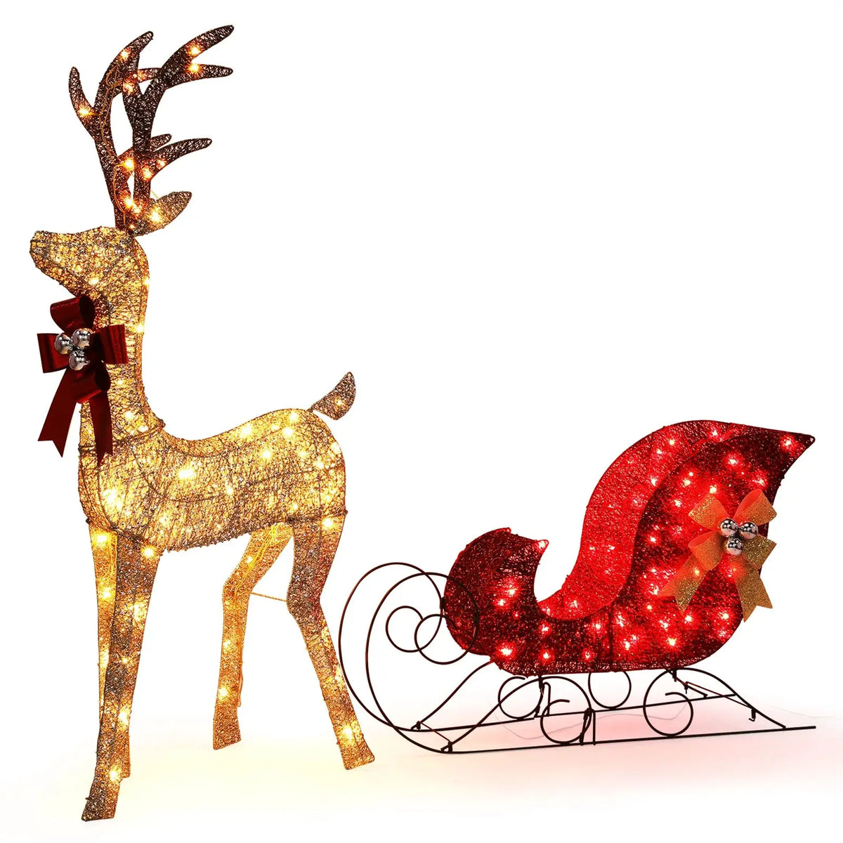 Christmas Deer Set | 3 Piece Pre Lit | 210 Warm LED Lights | Lawn Decor