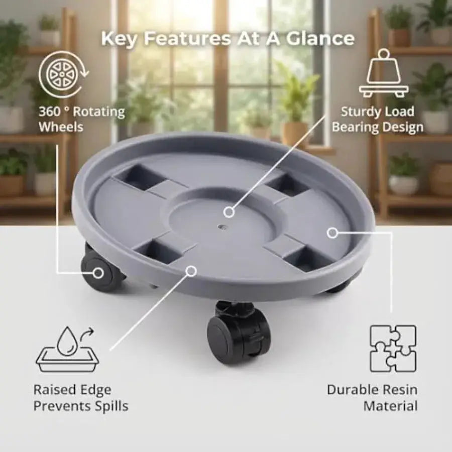Rolling Plant Stand with Wheels 3 Pack Plant Caddy with Wheels Heavy Duty Plant Dolly Roller Base with Wheels Round Flower Pot from PriceLows™