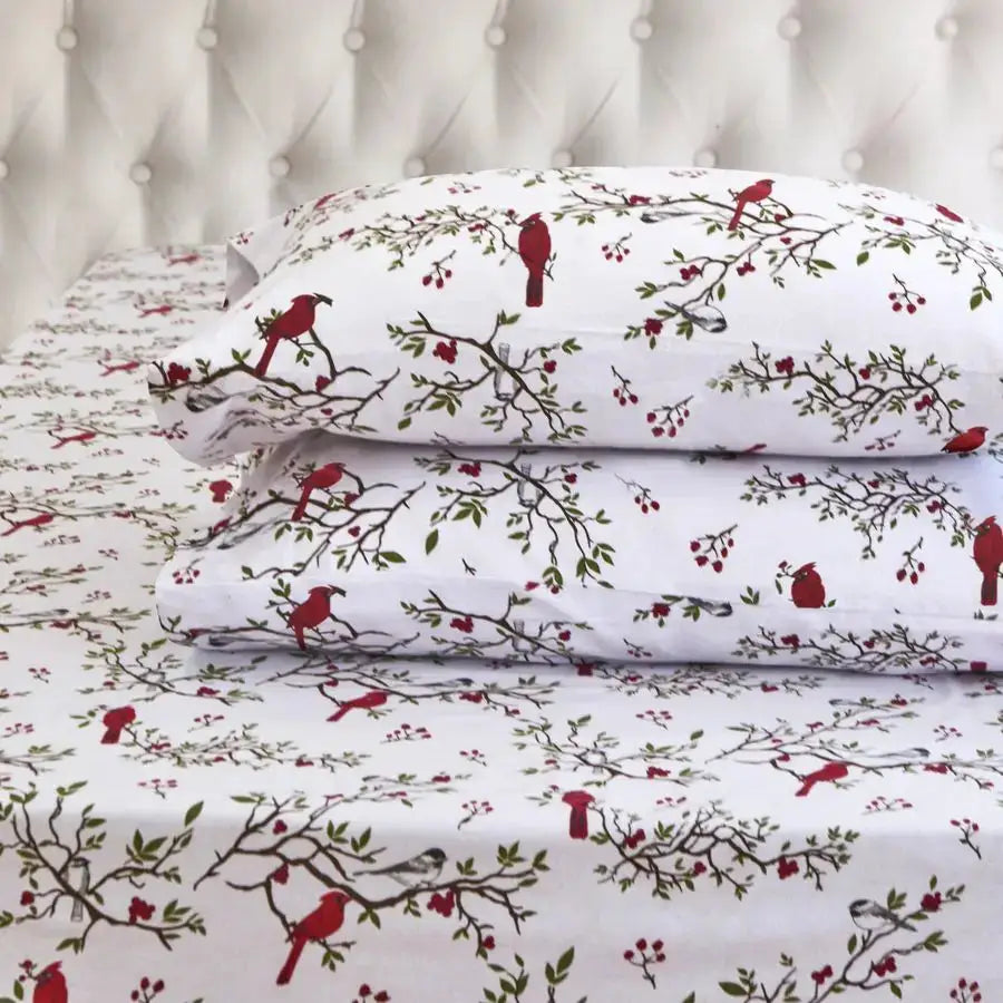 Ultra Soft 4Piece 100 Turkish Cotton Flannel Sheet Set Holiday Christmas Flannel Sheets, Warm and Cozy Premium Quality, Deep Poc from PriceLows™