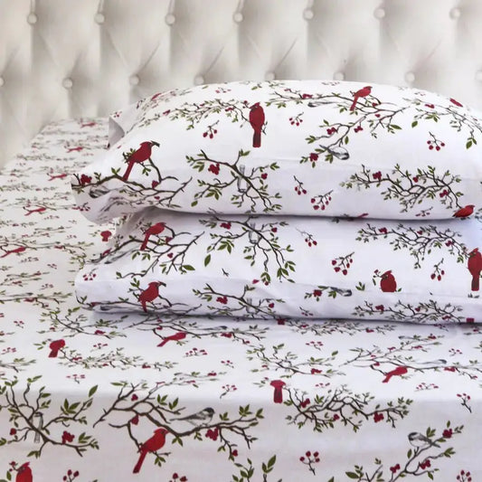 Ultra Soft 4Piece 100 Turkish Cotton Flannel Sheet Set Holiday Christmas Flannel Sheets, Warm and Cozy Premium Quality, Deep Poc from PriceLows™