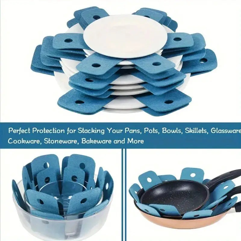 Pot And Pan Protectors | 12 Piece Set | Four Sizes | Stacking Separator Pads