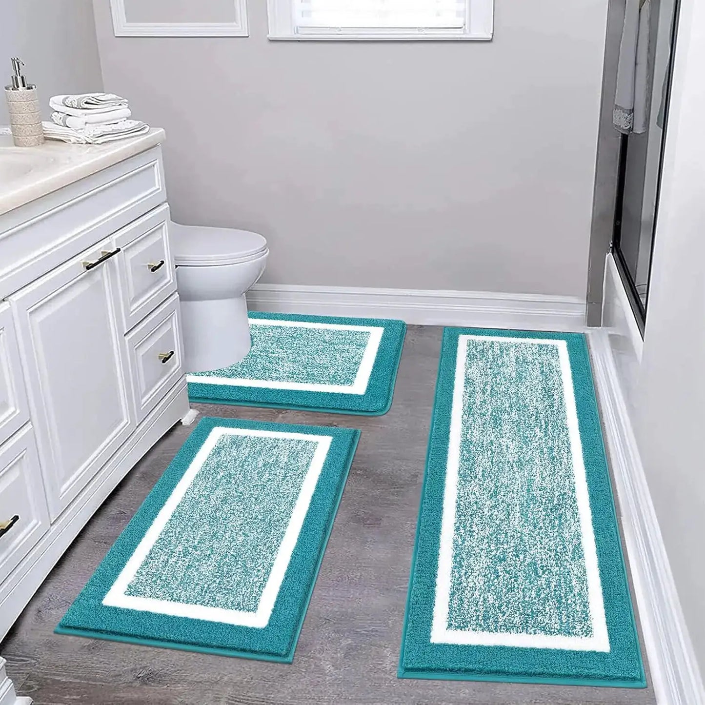 3 Piece Bath Mat Set, Non Slip Plush Bathroom Mats, Absorbent Shaggy Bathroom Rug Set with U-Shaped Contour Toilet Mat from PriceLows™