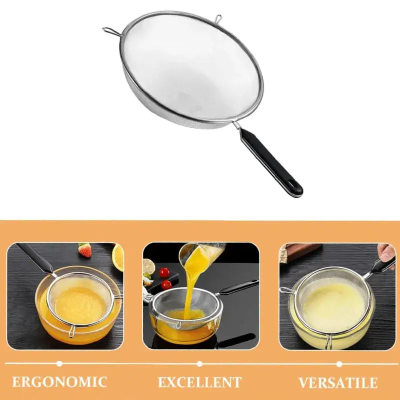 Ergonomic Kitchen Strainer for Christmas Recipes - 12 Inch with Non-Slip Handle & Hook,Sturdy Fine Mesh for Draining and Rinsing from PriceLows™