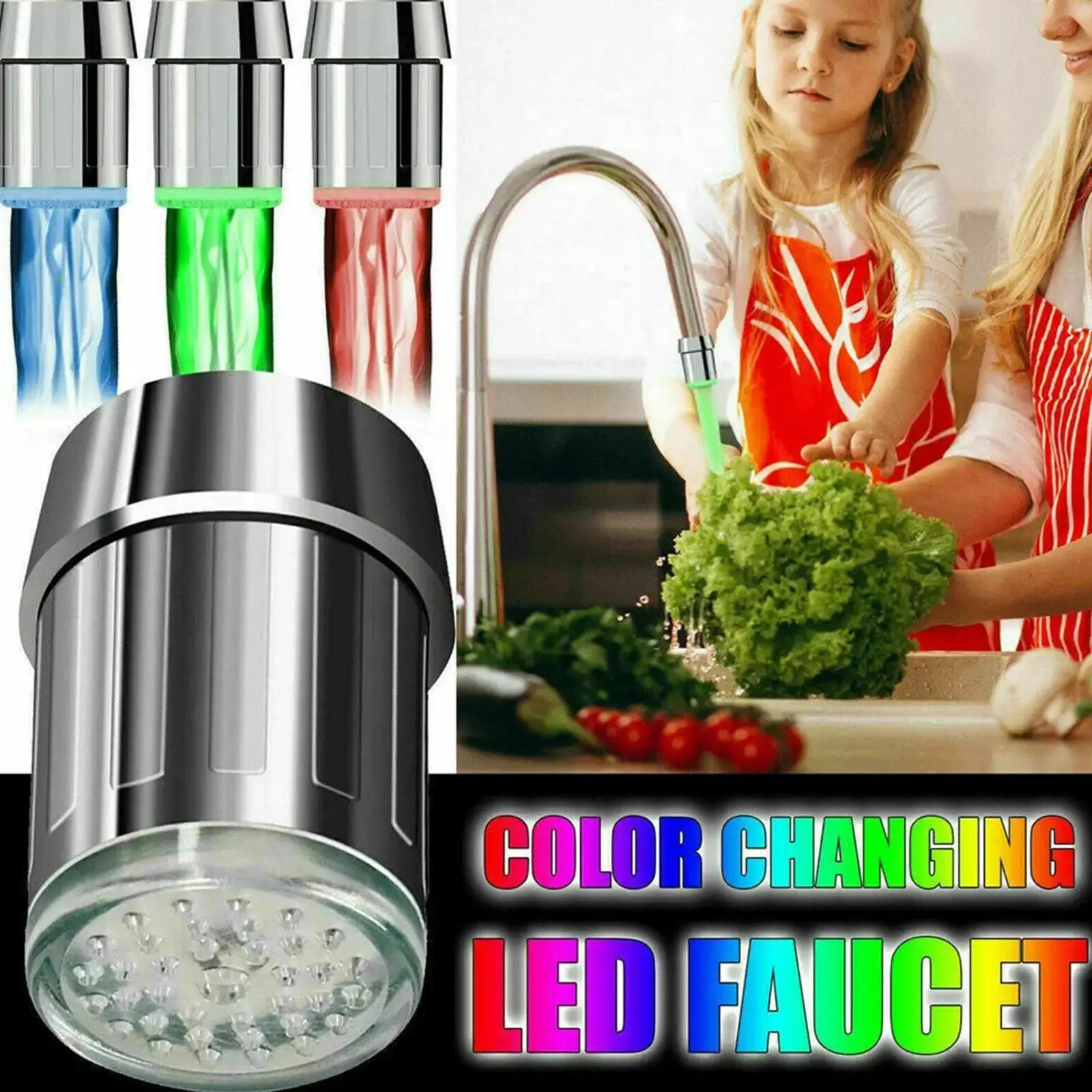 LED Faucet Water Saving Kitchen Bathroom Sensor 7 Color Change Faucet Head Aerator Tap Nozzle Shower from PriceLows™