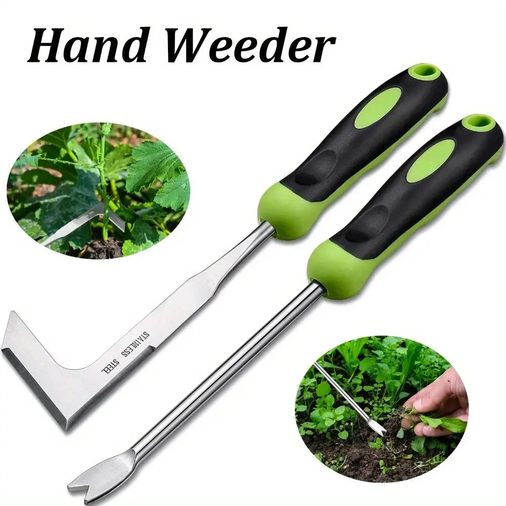 Stainless Steel Weeding Tool | Manual Soil Scarifier | Rubber Grip